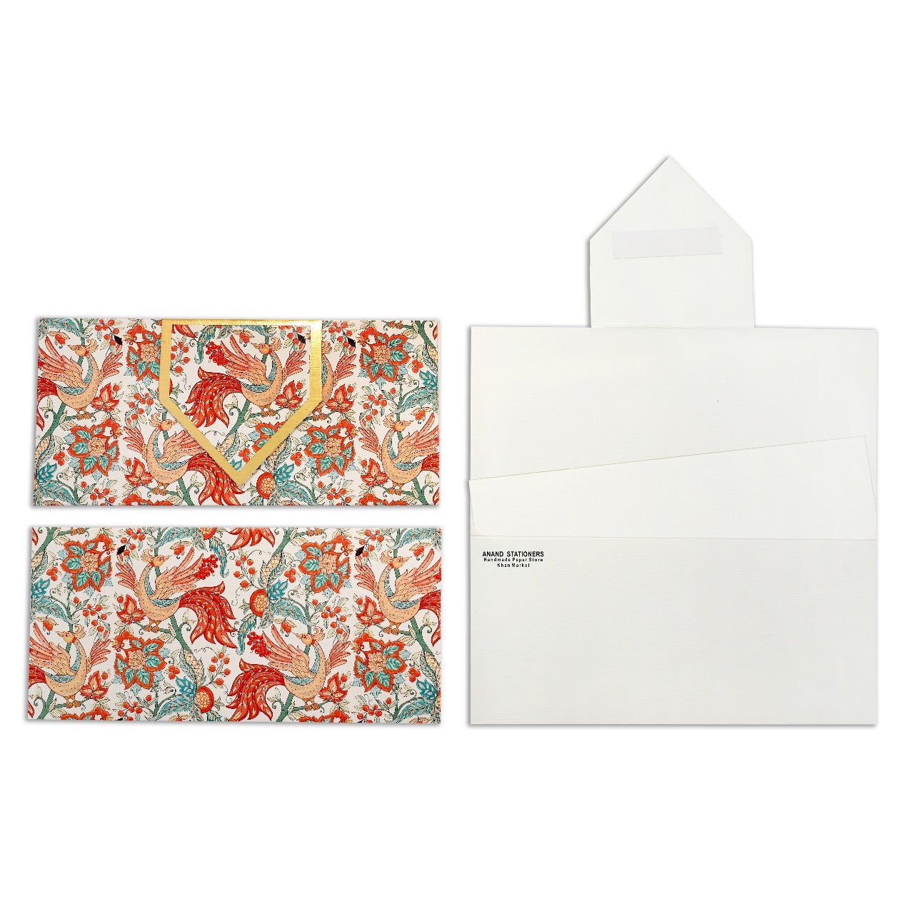 Peacock Threefold Gift Envelopes (Pack of 5)